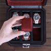  ROTHWELL 6 Slot Leder Uhrenbox mit Valet Schublade